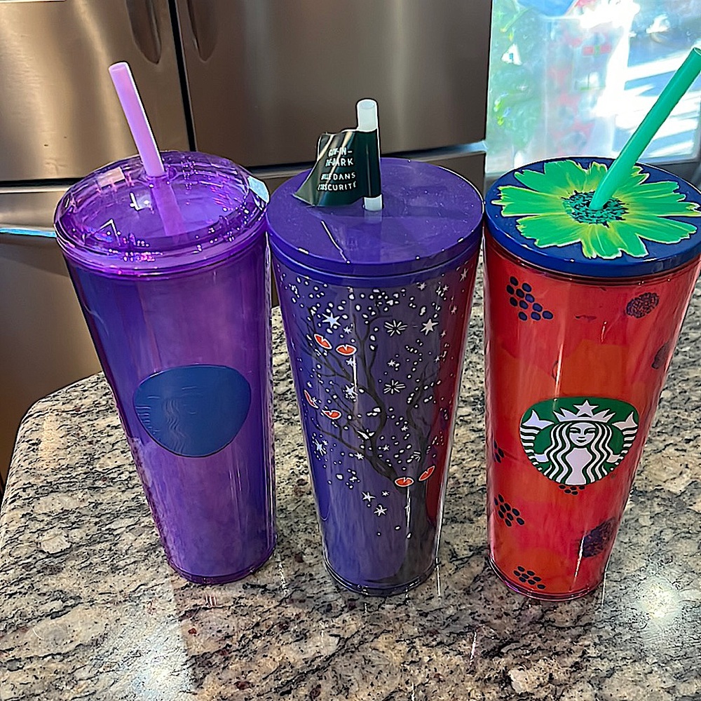 3 NEVER USED 24 oz STARBUCKS Tumblers